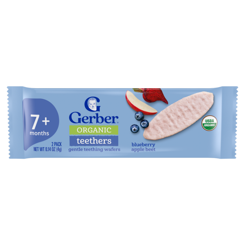GERBER®有機純米磨牙米餅 (藍莓蘋果紅菜頭味) (2片 x 12包) (新舊包裝隨機發送)