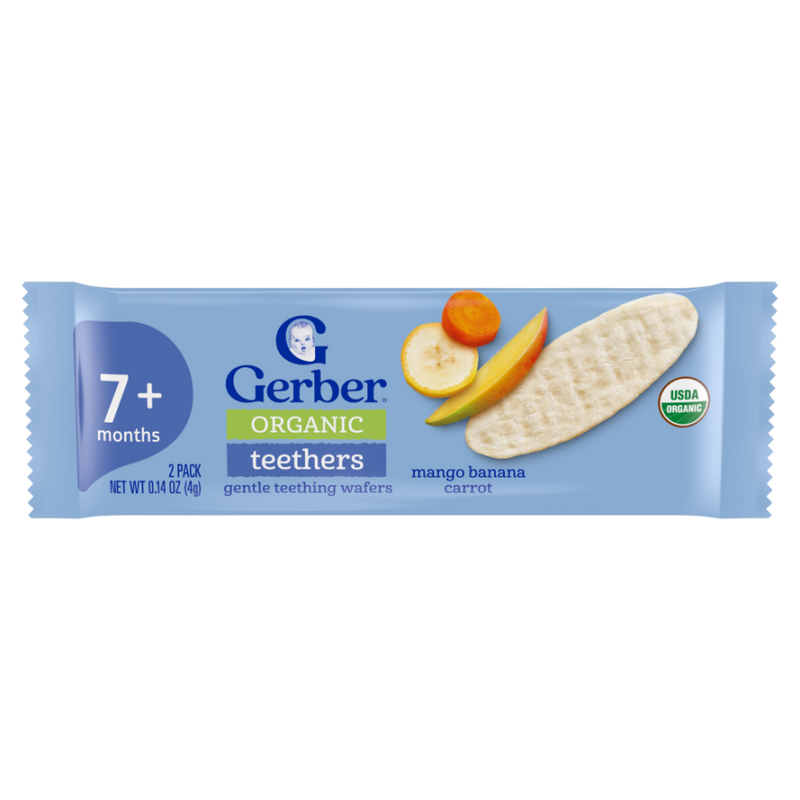 GERBER®有機純米磨牙米餅 (香蕉胡蘿蔔芒果味) (2片 x 12包) (新舊包裝隨機發送)